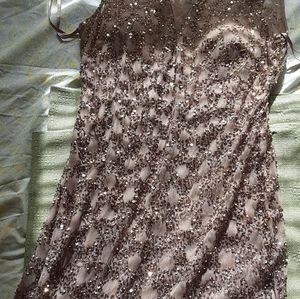 A beautiful long prom dress.